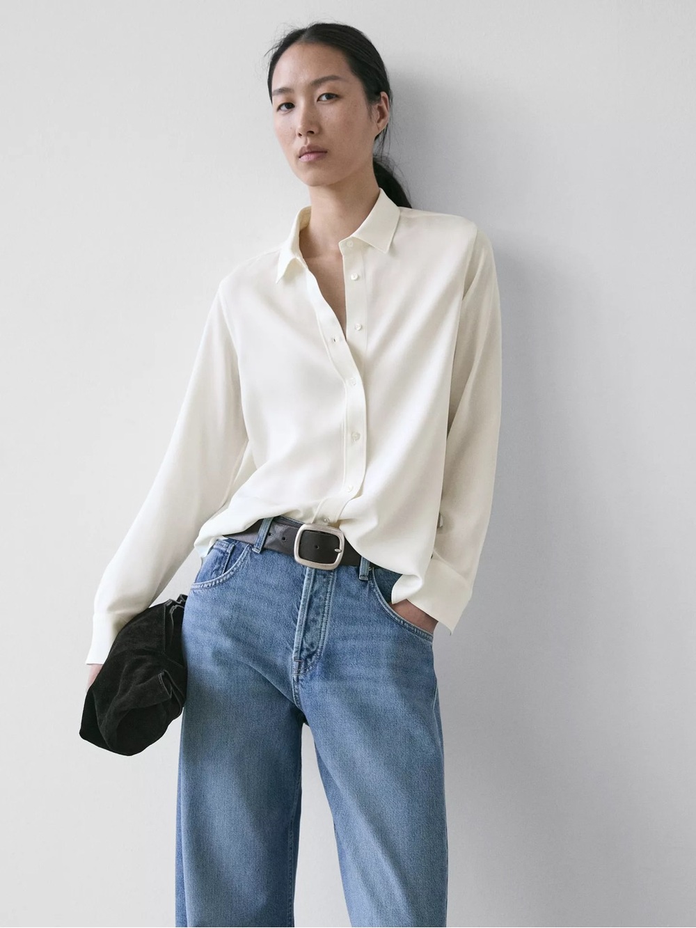 Massimo Dutti Classic White Button-Up Shirt - Women
